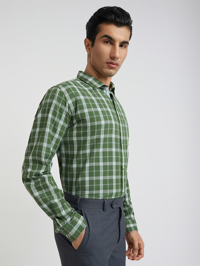 Men Blue Slim Fit Checks  Cotton   Shirts