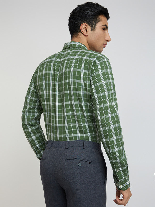 Men Blue Slim Fit Checks  Cotton   Shirts