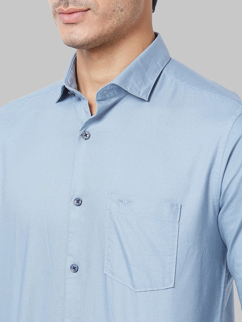 Park Avenue Men Blue Solid Slim Fit Cotton Shirt