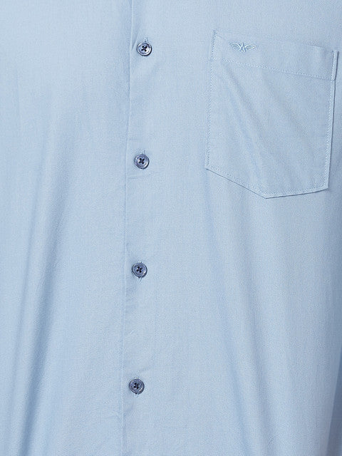 Park Avenue Men Blue Solid Slim Fit Cotton Shirt