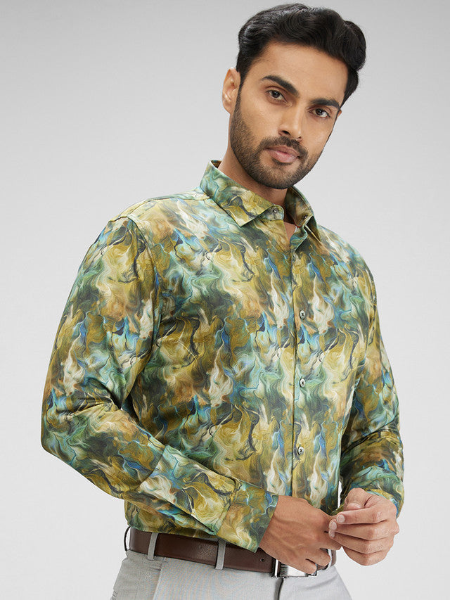 Park Avenue Green Casual Shirt 