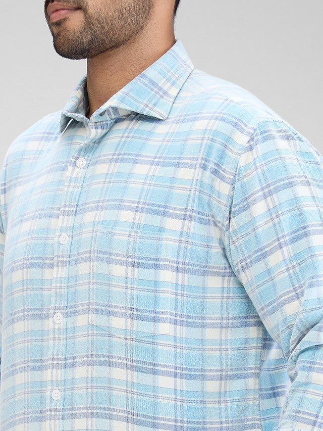 Park Avenue Blue Checks Slim Fit Cotton Casual Shirt