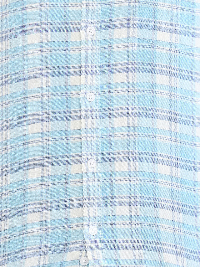 Park Avenue Blue Checks Slim Fit Cotton Casual Shirt