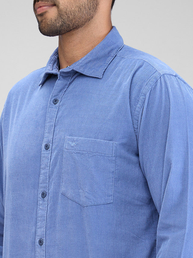 Park Avenue Blue Solid Slim Fit Cotton Casual Shirt