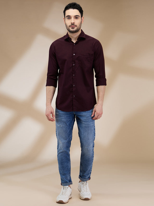 Park Avenue Men Maroon Solid Slim Fit Cotton Casual Shirt – MyRaymond