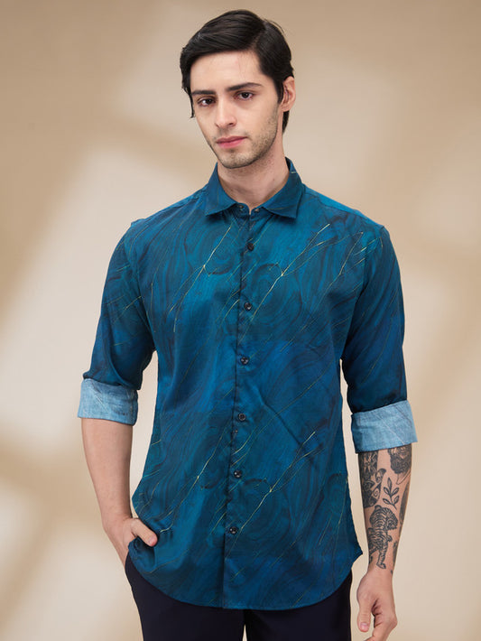 Park Avenue Blue Casual Shirt