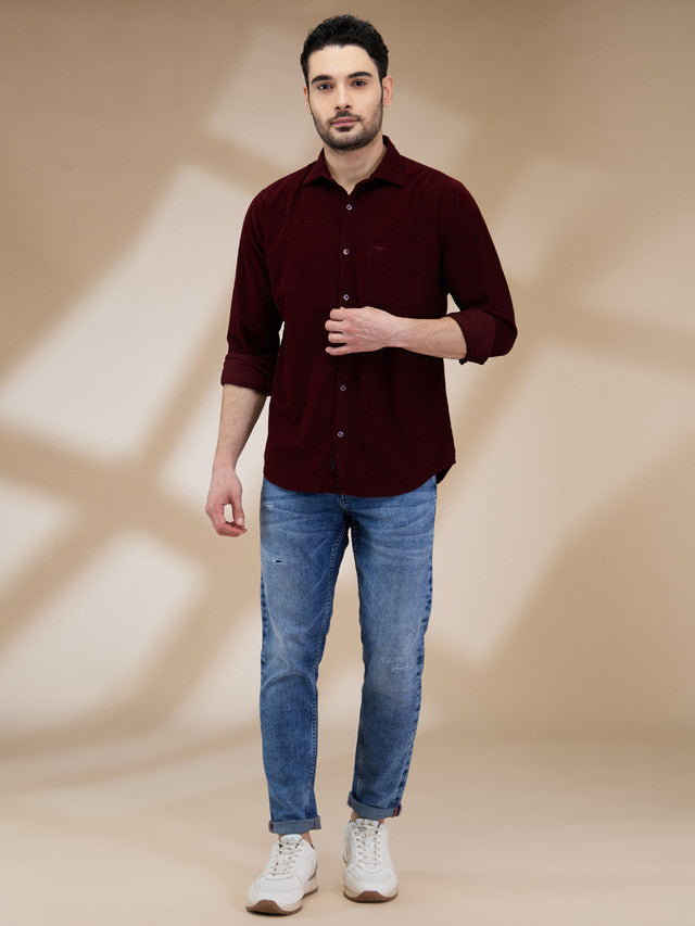 Park Avenue Maroon Casual Shirt