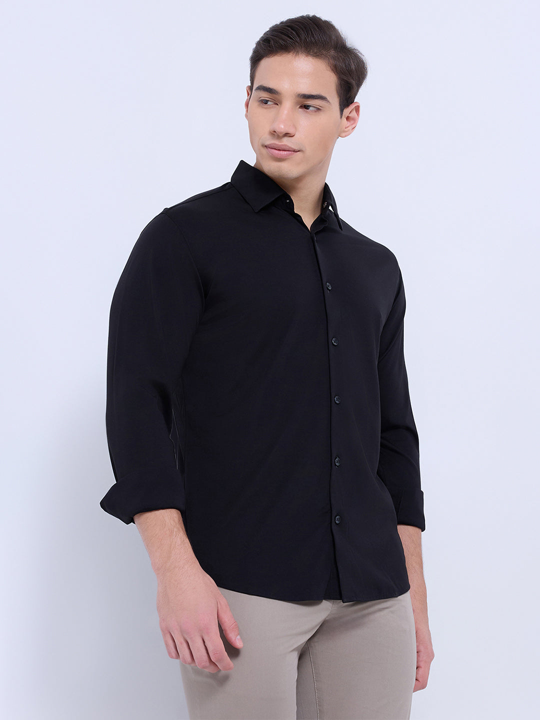 Park Avenue Men Black Solid Slim Fit Rayon Blend Shirt – MyRaymond