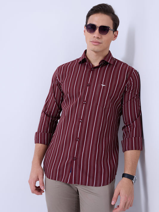 Park Avenue Maroon Casual Shirt 