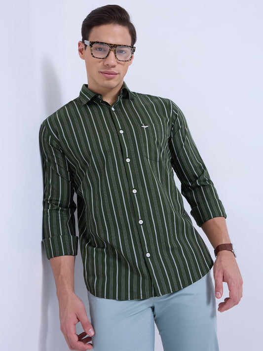 Park Avenue Green Casual Shirt 