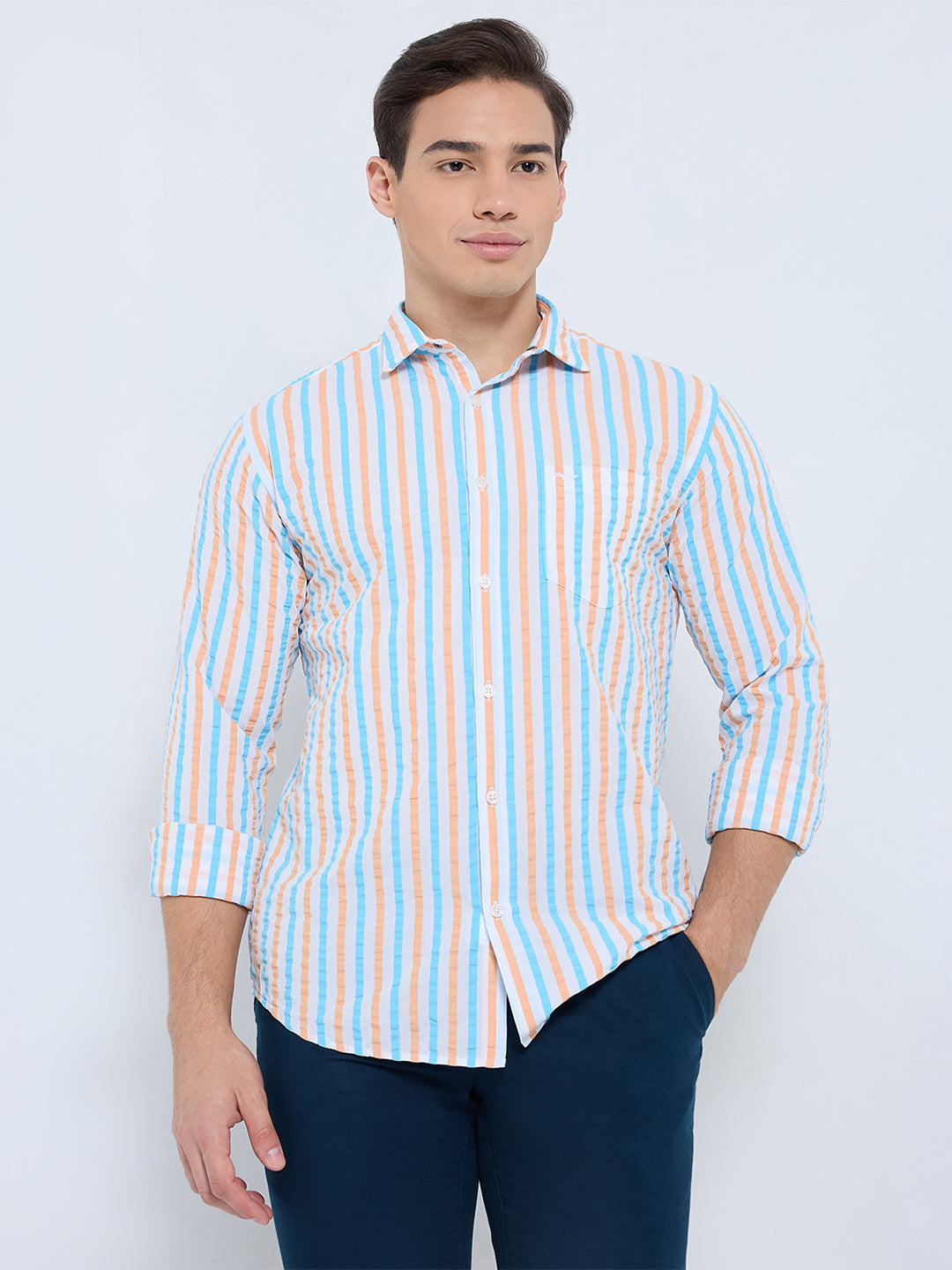 Park Avenue Orange Casual Shirt 
