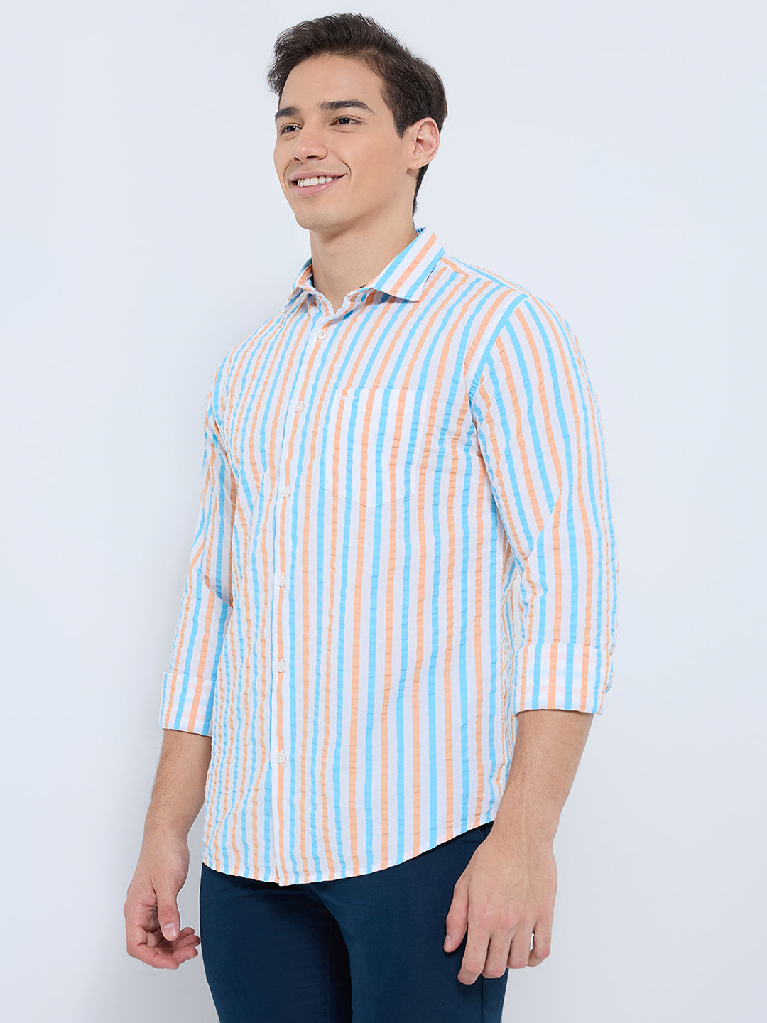 Park Avenue Orange Casual Shirt 