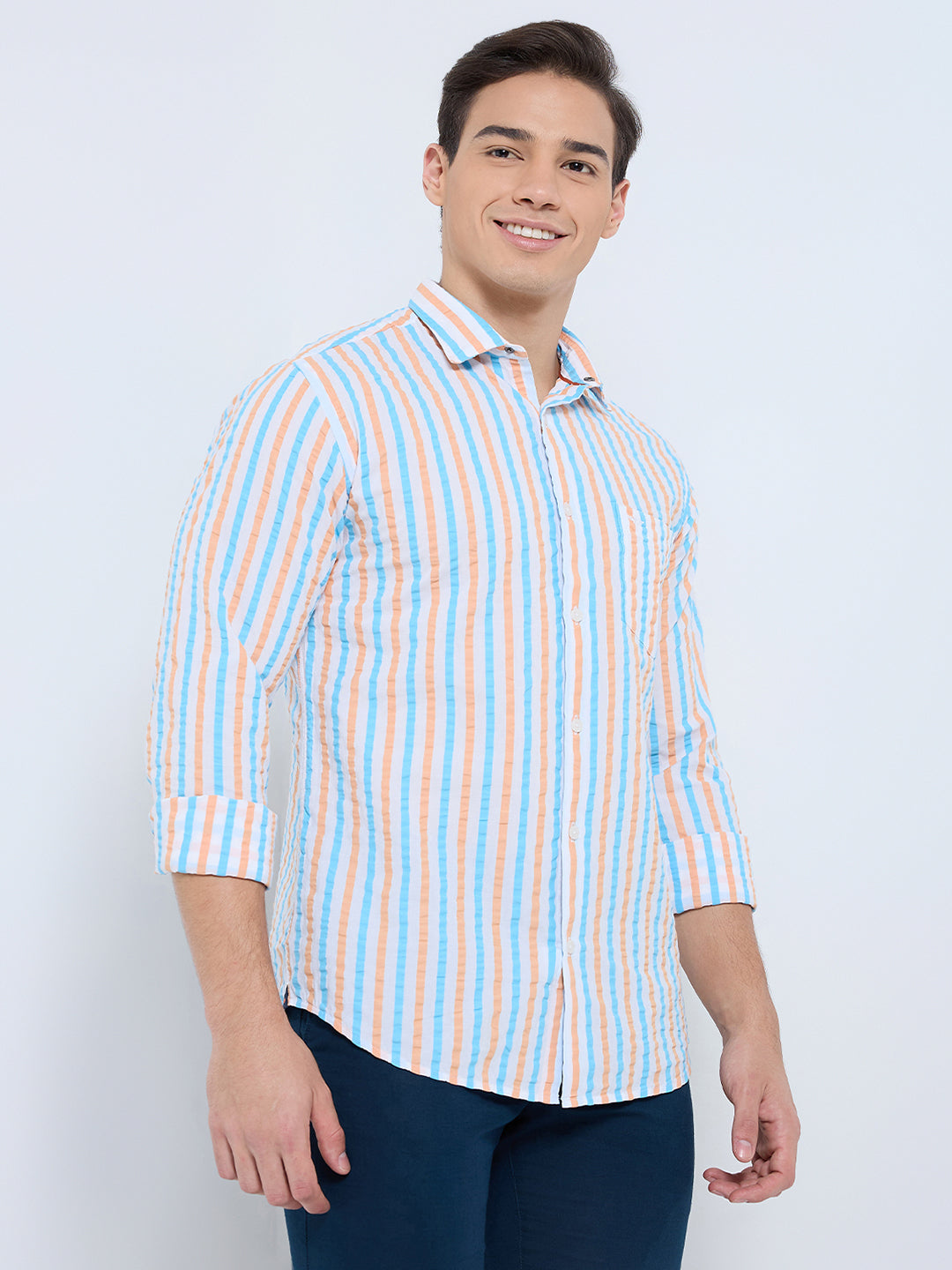Park Avenue Orange Casual Shirt 