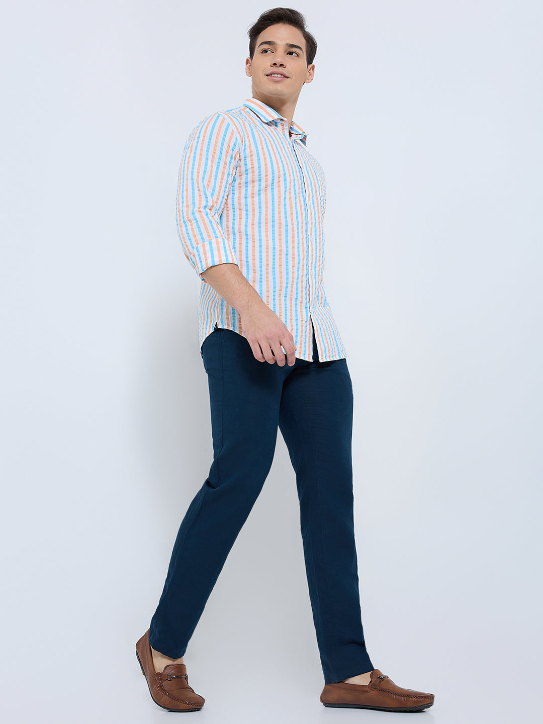 Park Avenue Orange Casual Shirt 