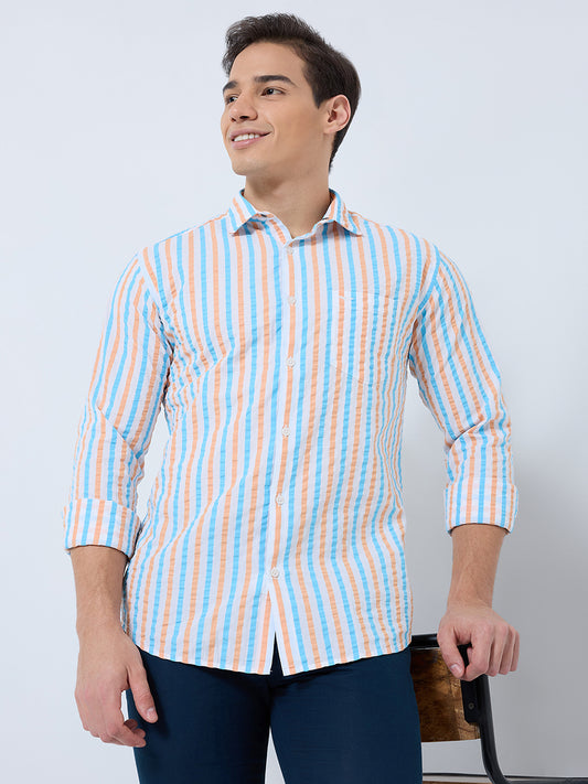 Park Avenue Orange Casual Shirt 