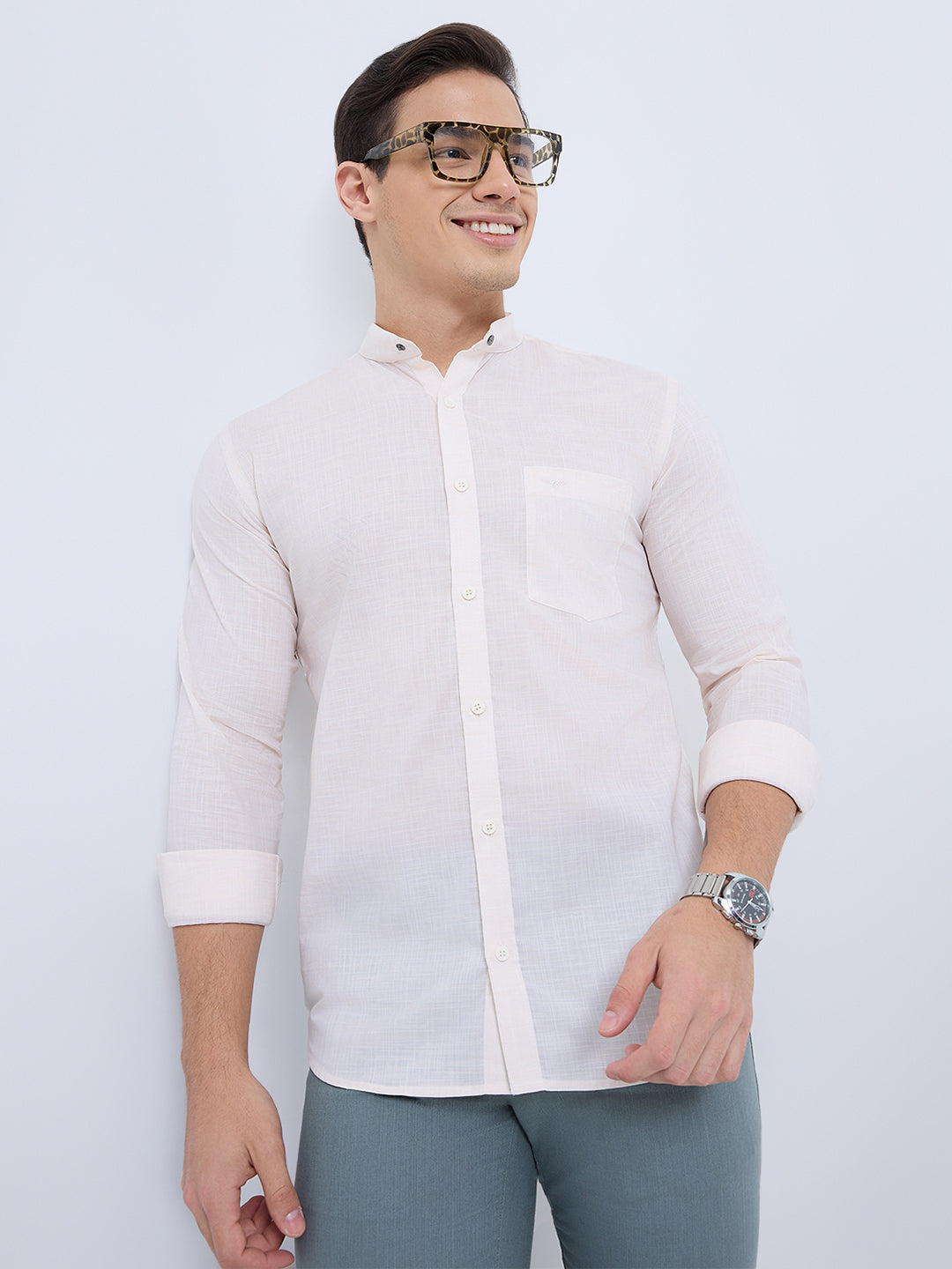 Park Avenue Orange Casual Shirt 