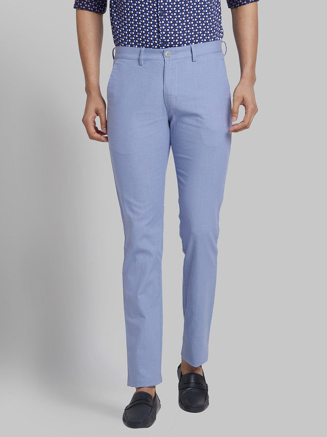 Park Avenue Blue Solid Neo Fit Cotton Trouser