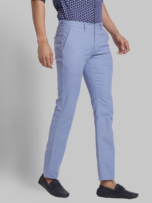 Park Avenue Blue Solid Neo Fit Cotton Trouser