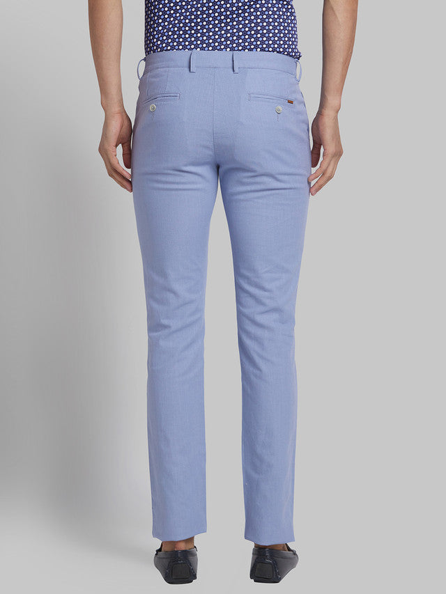 Park Avenue Blue Solid Neo Fit Cotton Trouser