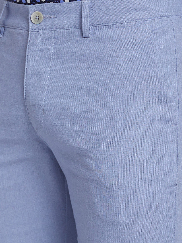 Park Avenue Blue Solid Neo Fit Cotton Trouser