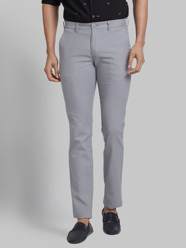 Park Avenue Grey Solid Neo Fit Cotton Trouser