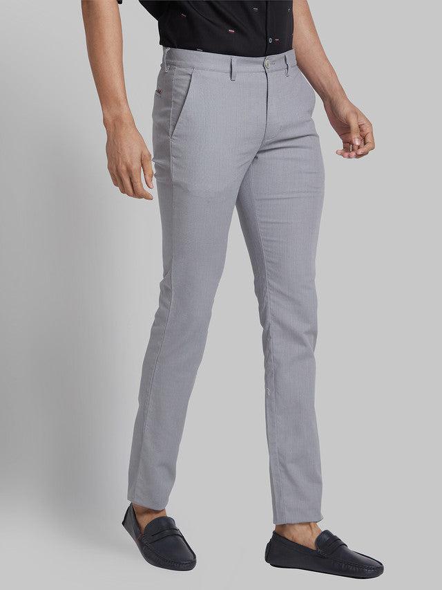 Park Avenue Grey Solid Neo Fit Cotton Trouser