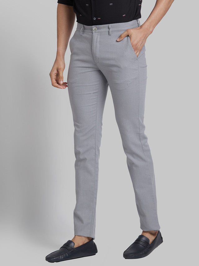 Park Avenue Grey Solid Neo Fit Cotton Trouser