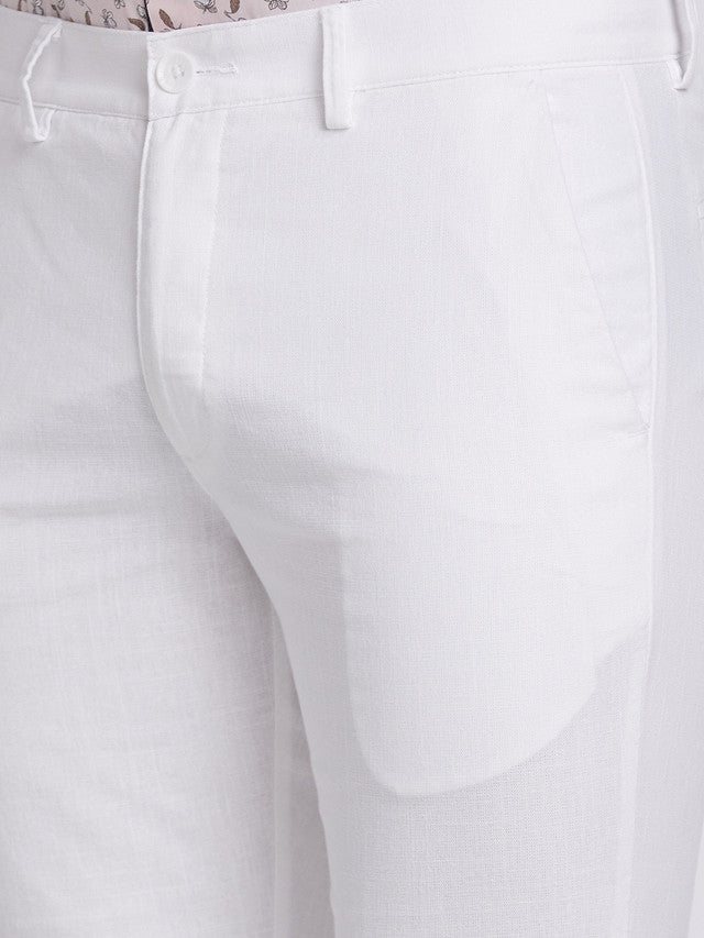 Park Avenue Men White Solid Super Slim Fit Trouser