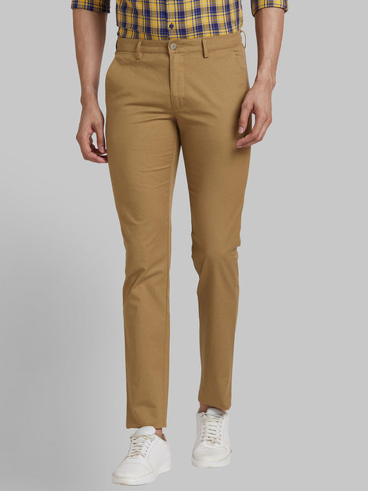 Park Avenue Khaki Printed Neo Fit Cotton Blend Trouser