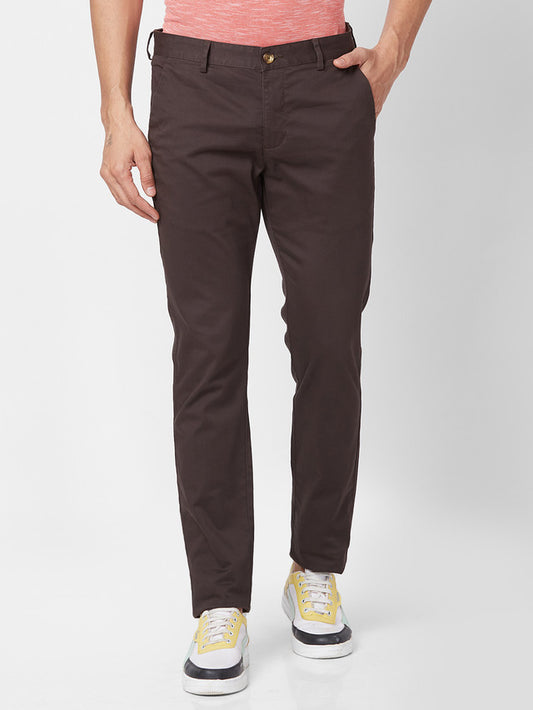 Park Avenue Brown Solid Neo Fit Cotton Blend Trouser