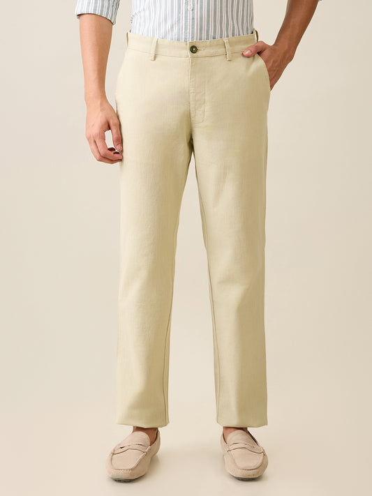 Park Avenue Men Green Slim Fit Structure Trouser