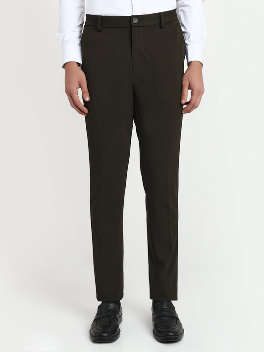Park Avenue Men Green Commutech Fit Structure Trouser