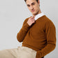 Park Avenue Men Brown Structure Regular Acrylic Sweater