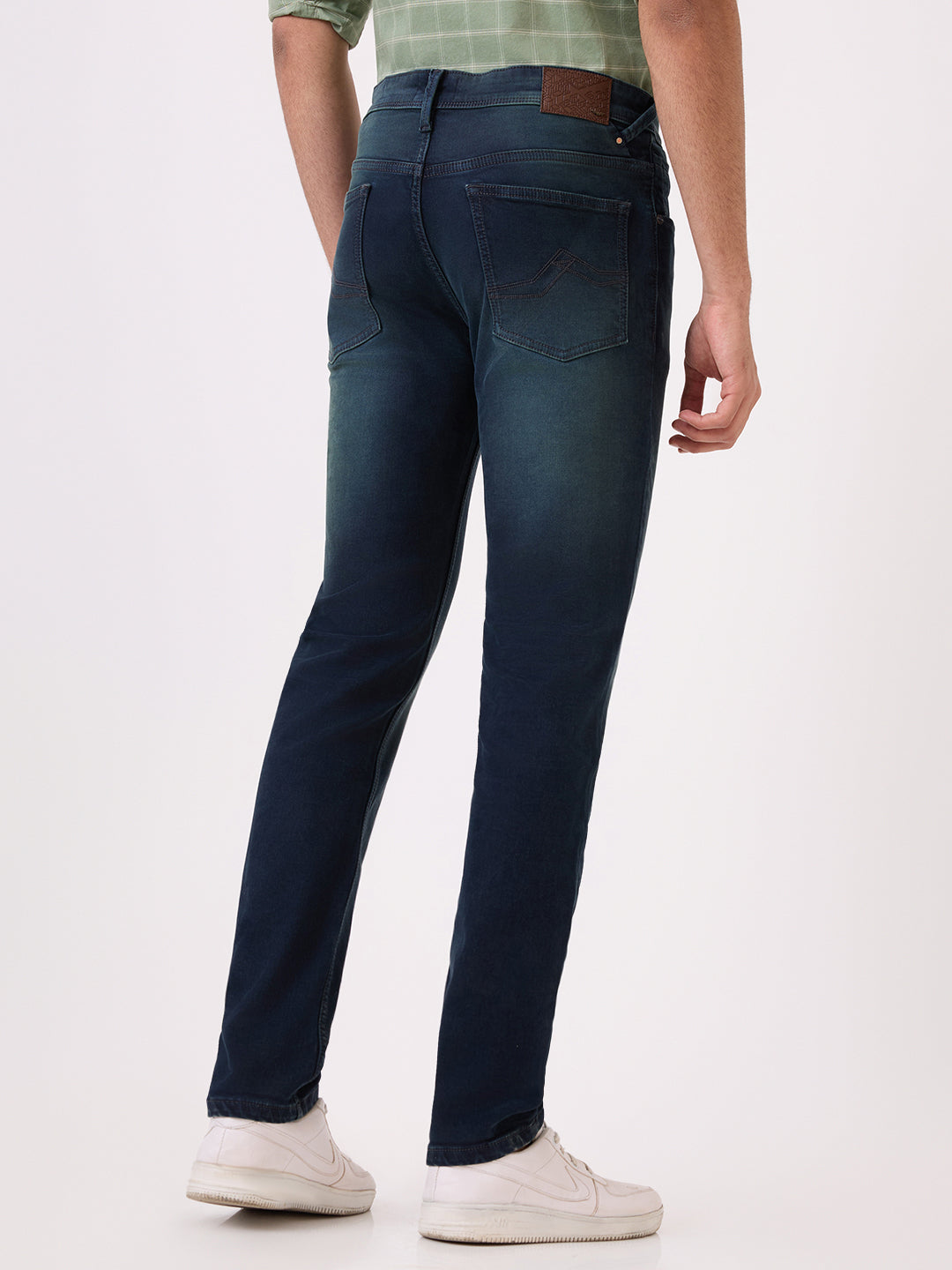 Park Avenue Men Blue Solid Super Slim Fit Cotton Blend Jeans