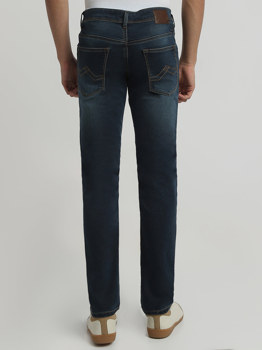 Park Avenue Men Blue Solid Super Slim Fit Cotton Blend Jeans