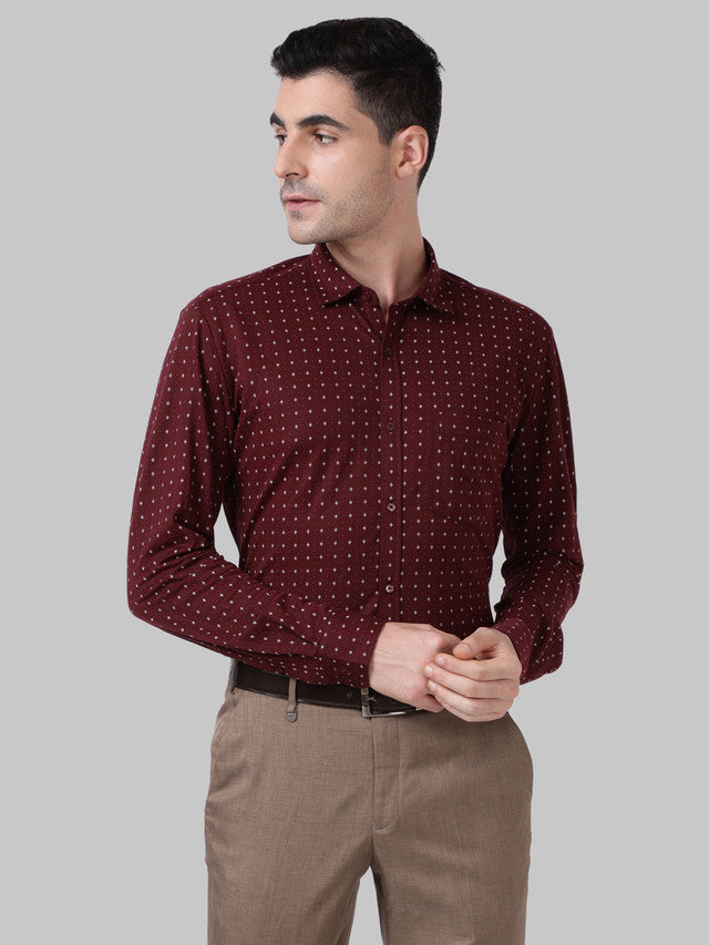 Park Avenue Maroon Formal Shirt