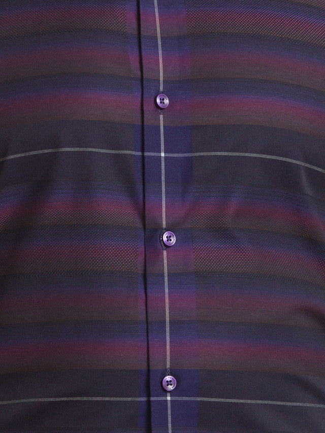 Park Avenue Purple Checks Slim Fit Cotton Formal Shirt