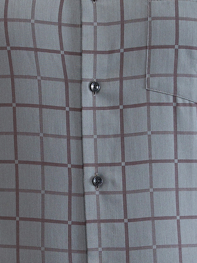 Park Avenue Grey Checks Slim Fit Cotton Formal Shirt