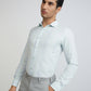 Park Avenue Men Blue Self Design Slim Fit Full Sleeve Semi Cut Away Collar Shirt