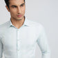 Park Avenue Men Blue Self Design Slim Fit Full Sleeve Semi Cut Away Collar Shirt