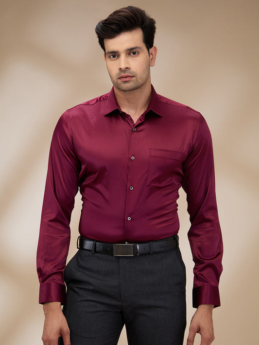 Park Avenue Maroon Formal Shirt