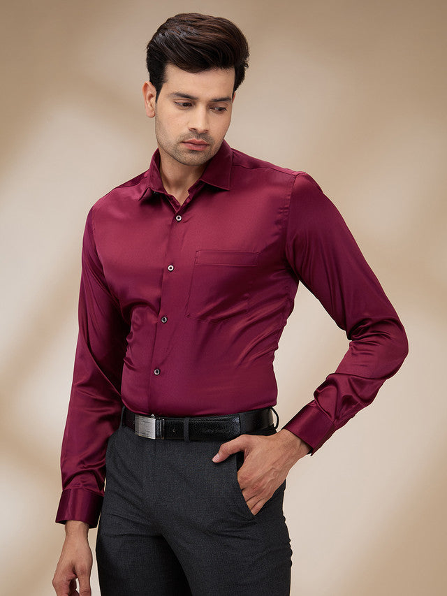 Park Avenue Maroon Formal Shirt