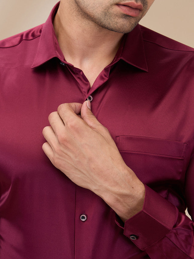 Park Avenue Maroon Formal Shirt