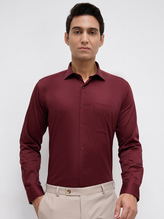 Park Avenue Maroon Formal Shirt