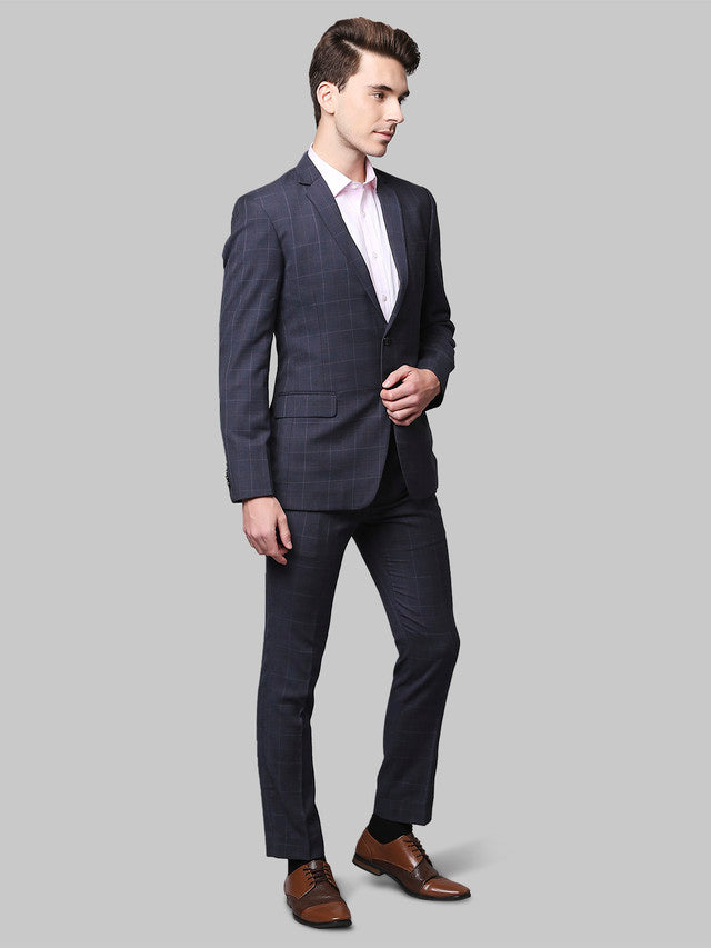 Park Avenue Grey Checks Super Slim Fit Terylene Blend Suit MyRaymond