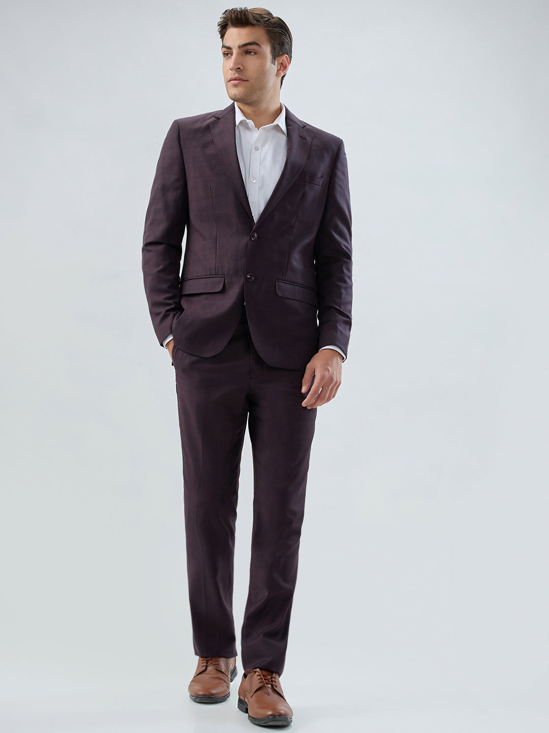 Park Avenue Men Maroon Slim Fit Checks Formal Suit – MyRaymond