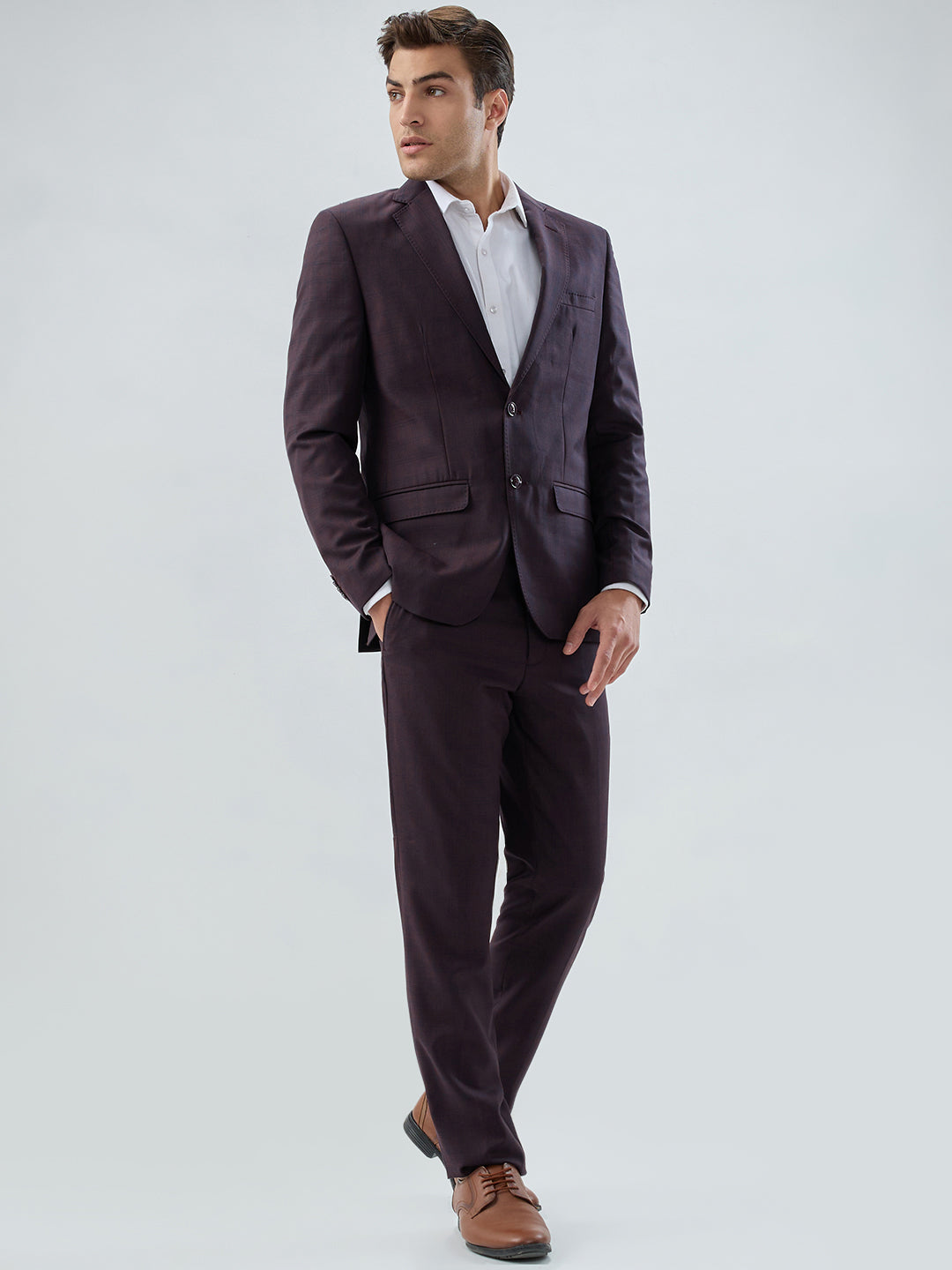 Park Avenue Men Maroon Slim Fit Checks Formal Suit – MyRaymond