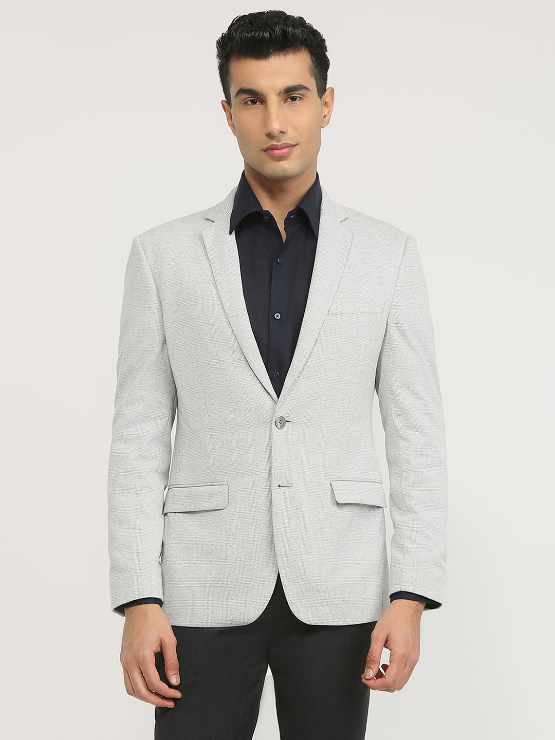 Park Avenue Men Grey Solid Super Slim Fit Rayon Blend Blazer – MyRaymond