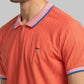 Men Red Slim Fit Solid Cotton Round Neck Collar Polo T-Shirt