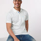 Men White Slim Fit Print Cotton Round Neck Collar Polo T-Shirt